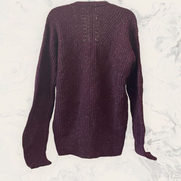 NEW Rag & Bone Donegal Recycled Wool V-neck Relaxed Fit Burgundy Sweater - Picture 5 of 5